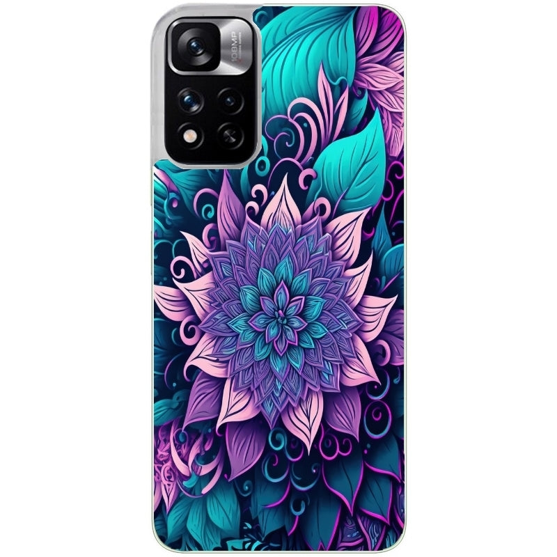 Coque taperso pour Redmi Note 12 4G 5G PRO 4G avec motif tropical mandala et fleur violet protection antichoc personnalisée