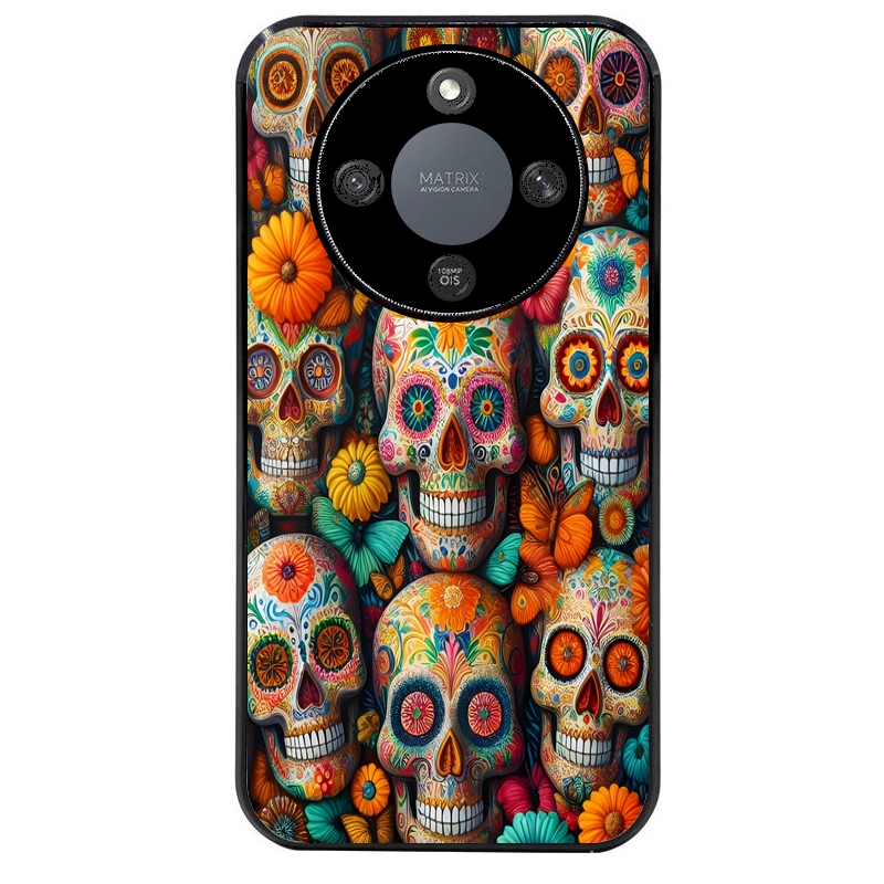 Coque noire taperso pour Magic 5 6 LITE et PRO avec motif mort mexicaine papillon protection antichoc personnalisée