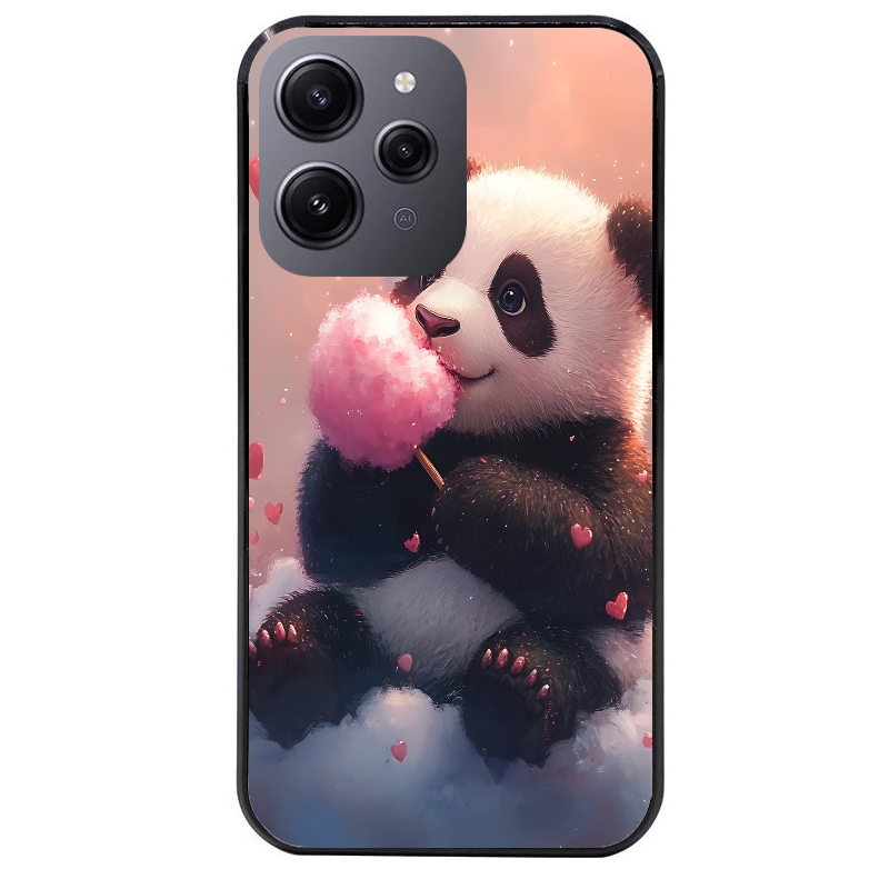Coque noire taperso pour Redmi 12 4G et 5G avec motif panda bonbon protection antichoc personnalisée