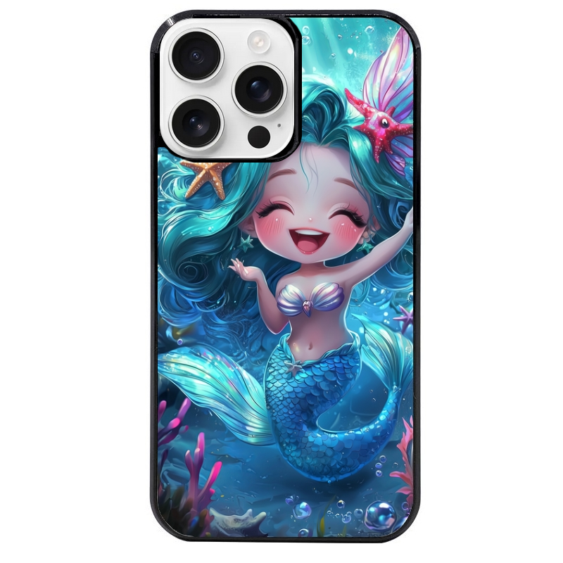 Coque noire taperso pour Iphone 16 16E PLUS MAX PRO avec motif sirene style anime protection antichoc personnalisée