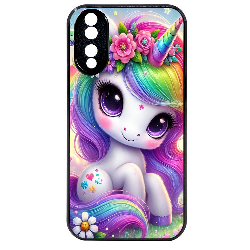 Coque noire taperso pour Honor 70 LITE 90 et LITE avec motif licorne et fleurs protection antichoc personnalisée