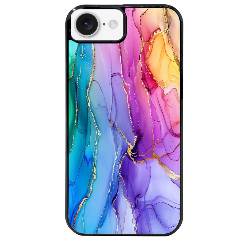 Coque noire taperso pour Iphone 16 16E PLUS MAX PRO avec motif marbre tie dye protection antichoc personnalisée