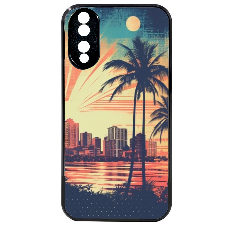 Coque noire taperso pour Honor 70 LITE 90 et LITE avec motif hawaii retro protection antichoc personnalisée