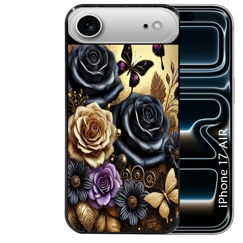 Coque noire taperso pour Iphone 17 17E AIR MAX PRO avec motif papillon gothic protection antichoc personnalisée