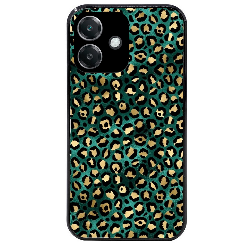 Coque noire taperso pour OPPO A40 avec motif leopard vert protection antichoc personnalisée
