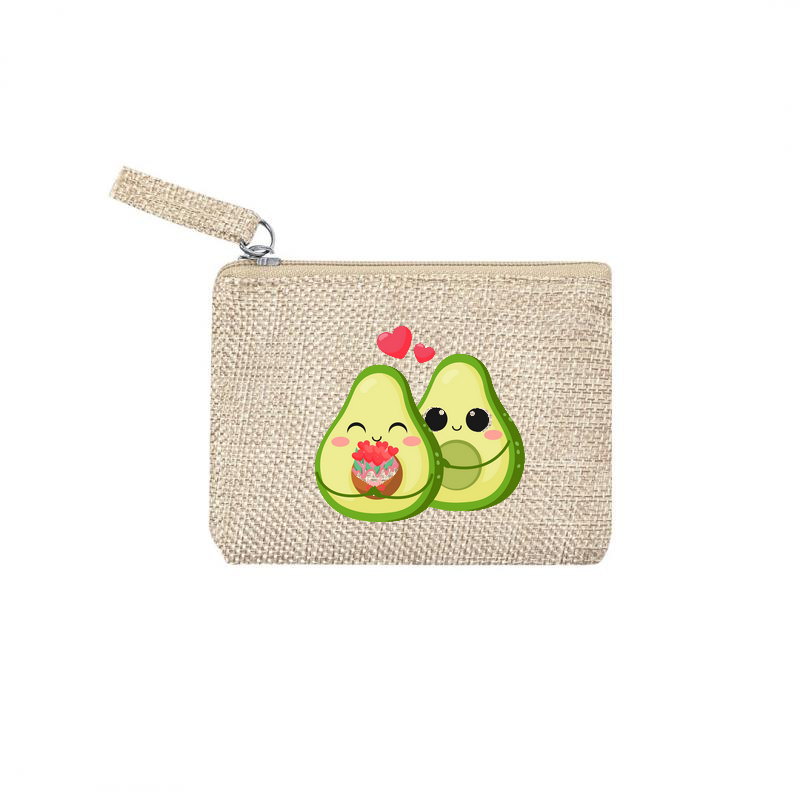 Pochette personnalisée motif avocat love en toile et simili cuir personnalisée