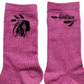 Chaussettes personnalisées paillettes rose motif boho et plumes