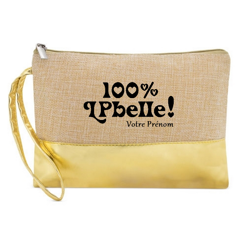 Pochette personnalisée 100% LPBelle en jute et doré en jute et doré