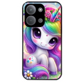 Coque noire taperso pour POCO C85 avec motif licorne et fleurs protection antichoc personnalisée