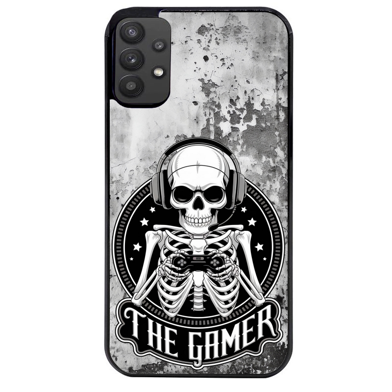 Coque noire taperso pour galaxy A22 A32 A52 A52S 4G 5G  avec motif tete de mort gamer beton protection antichoc personnalisée