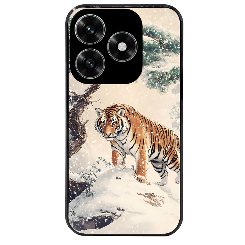 Coque noire taperso pour Honor X6B X5C X5C PLUS avec motif tigre bonzai protection antichoc personnalisée