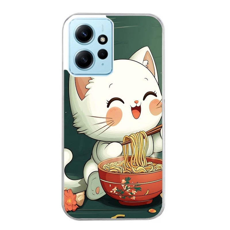 Coque taperso pour Redmi Note 12 4G 5G PRO 4G avec motif chat ramen nuage protection antichoc personnalisée