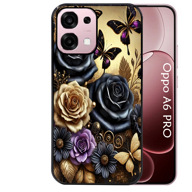 Coque noire taperso pour OPPO A6 PRO 4G et 5G avec motif papillon gothic protection antichoc personnalisée