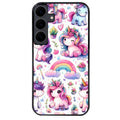 Coque noire taperso pour galaxy Z Fold 6 et 7 avec motif licorne arc en ciel protection antichoc personnalisée