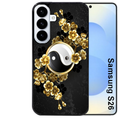Coque noire taperso pour galaxy S26 et PLUS ULTRA FE avec motif yin yang et fleur protection antichoc personnalisée