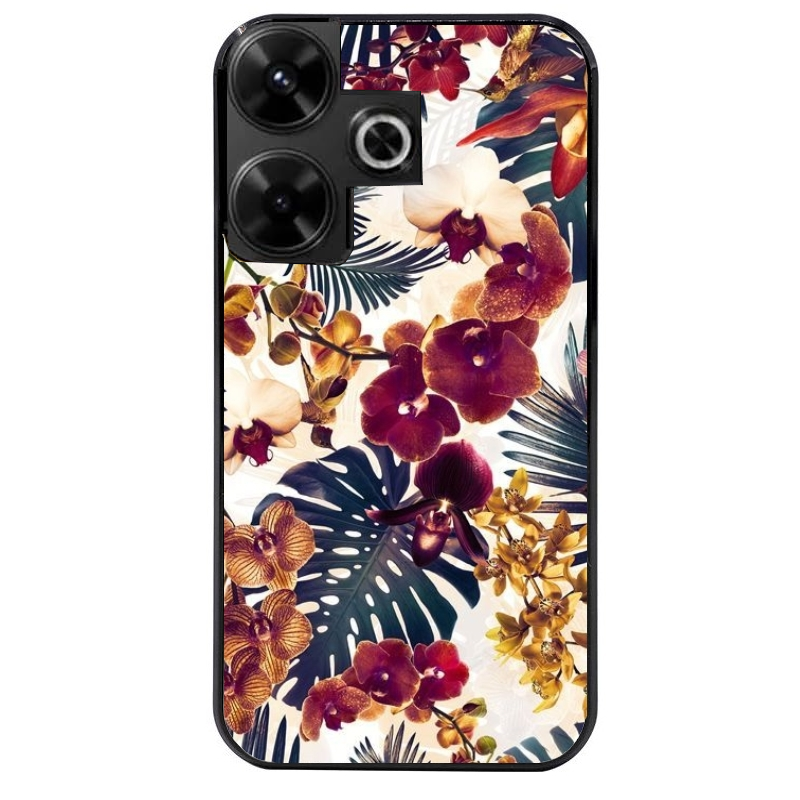 Coque noire taperso pour POCO M6 4G avec motif jungle couleurs d'automne protection antichoc personnalisée