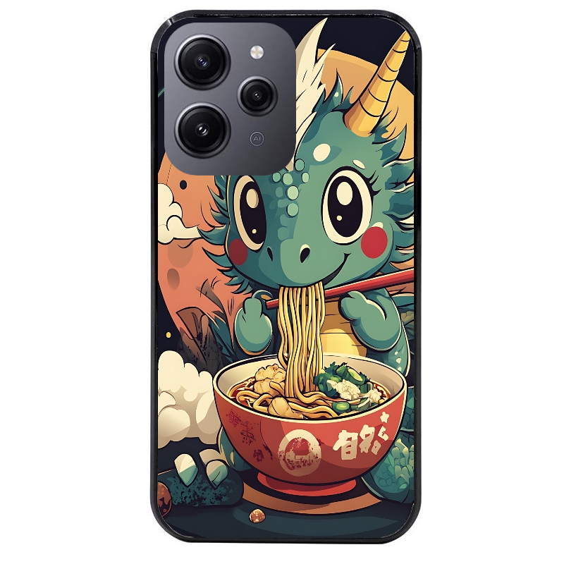 Coque noire taperso pour Redmi 12 4G et 5G avec motif dragon ramen 1 protection antichoc personnalisée