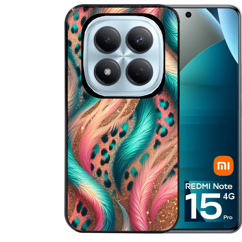 Coque noire taperso pour Redmi Note 15 et PRO PLUS 4G 5G avec motif effet fourrure leopard 2 protection antichoc personnalisée