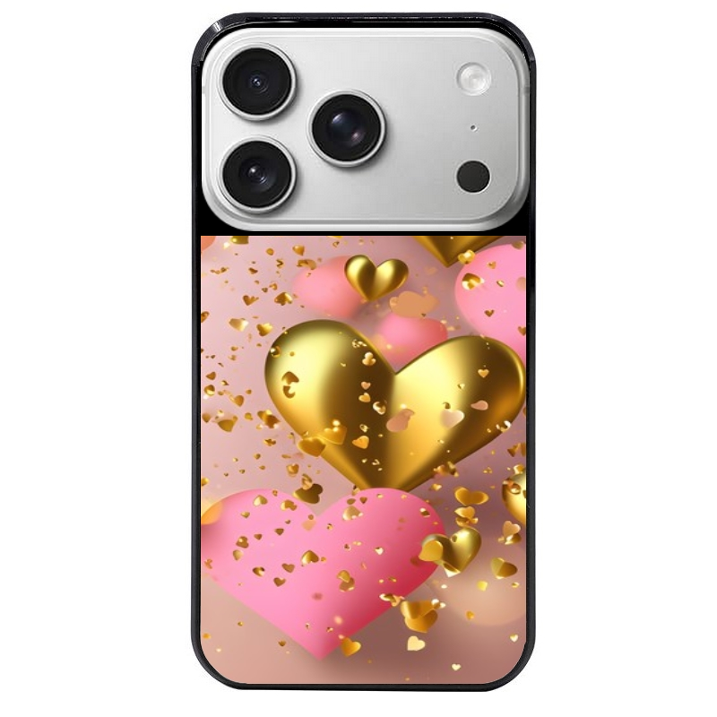 Coque noire taperso pour Iphone 17 17E AIR MAX PRO avec motif coeur rose protection antichoc personnalisée
