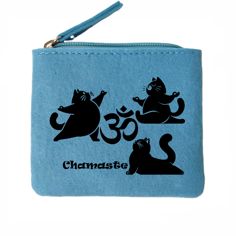 Porte monnaie chat namaste en feutrine en feutrine