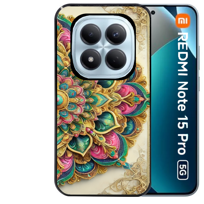 Coque noire taperso pour Redmi Note 15 et PRO PLUS 4G 5G avec motif mandala 3 protection antichoc personnalisée
