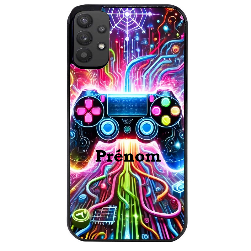 Coque noire taperso pour galaxy A22 A32 A52 A52S 4G 5G  avec motif gamer electro personnalisee protection antichoc personnalisée