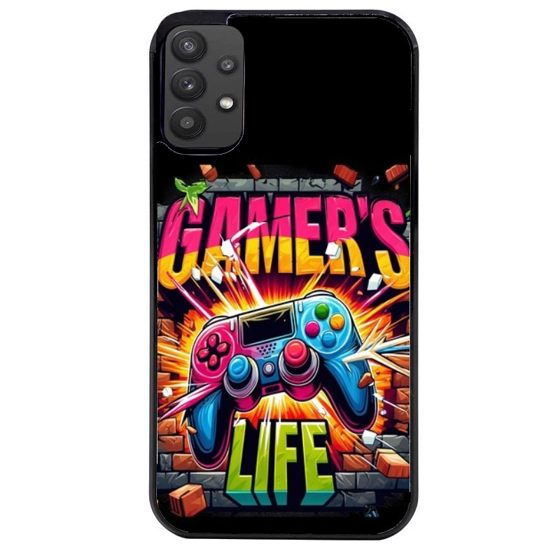 Coque noire taperso pour galaxy A22 A32 A52 A52S 4G 5G  avec motif gamer life protection antichoc personnalisée