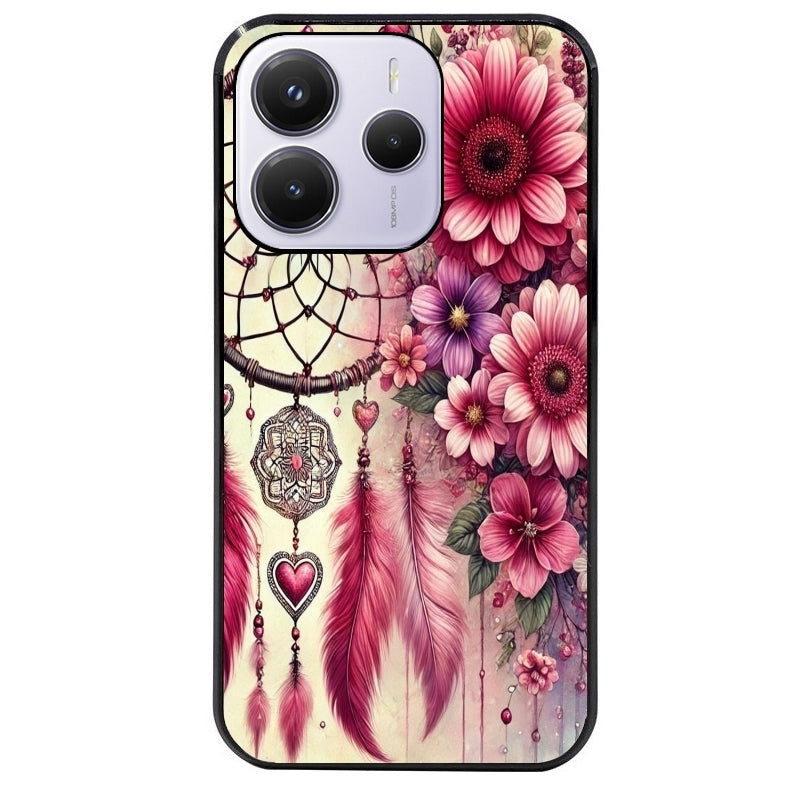 Coque noire taperso pour Redmi Note 14 et PRO PLUS 4G 5G avec motif dreamcatcher et coeur protection antichoc personnalisée