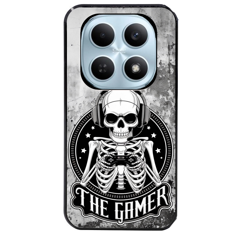 Coque noire taperso pour POCO M8 5G et PRO 5G avec motif tete de mort gamer beton protection antichoc personnalisée