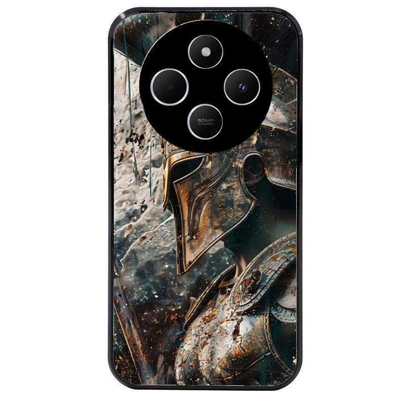 Coque noire taperso pour POCO C75 avec motif spartan guerrier protection antichoc personnalisée