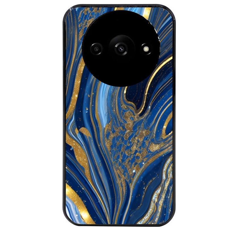 Coque noire taperso pour Redmi A3 avec motif marbre bleu agathe protection antichoc personnalisée