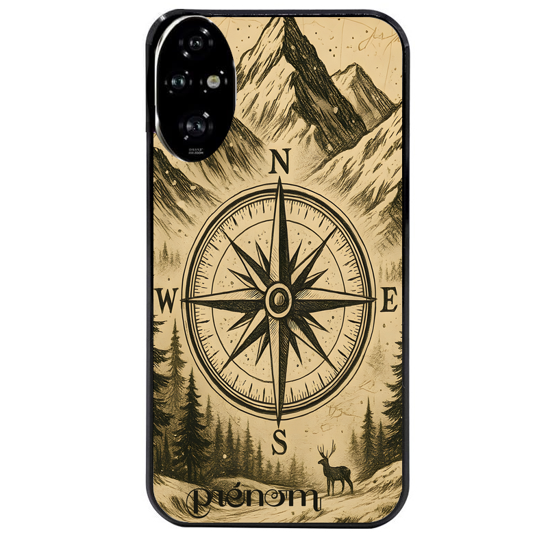 Coque noire taperso pour Honor 200 et Lite Pro Smart avec motif voyage et boussole protection antichoc personnalisée