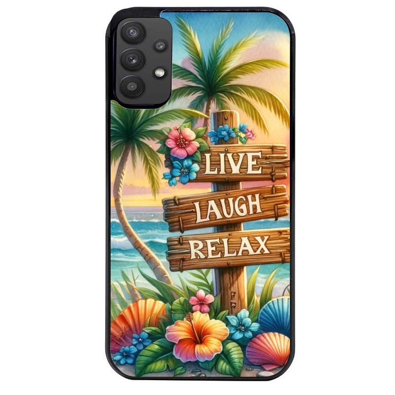 Coque noire taperso pour galaxy A22 A32 A52 A52S 4G 5G  avec motif tropical vacances protection antichoc personnalisée