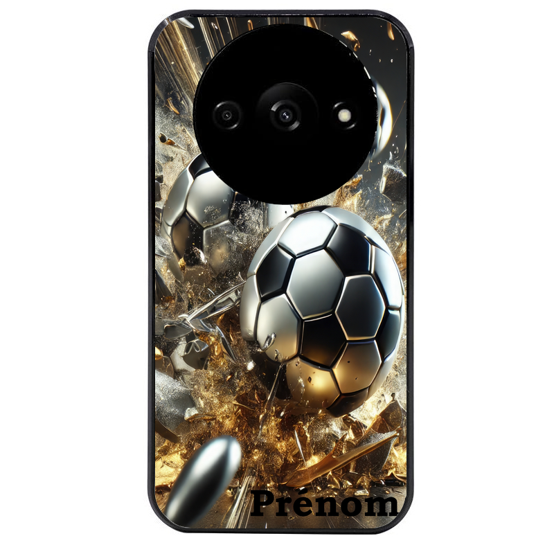 Coque noire taperso pour Redmi A3 avec motif foot metal personnalisee protection antichoc personnalisée