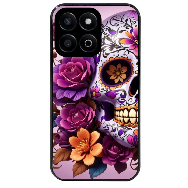 Coque noire taperso pour Honor 400 et Lite Pro Smart avec motif tete de mort calavera violette protection antichoc personnalisée