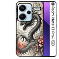 Coque noire taperso pour Redmi Note 13 PRO PLUS 5G avec motif dragon japan protection antichoc personnalisée