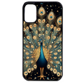 Coque noire taperso pour Moto E13 E14 E15 avec motif paon mandala protection antichoc personnalisée