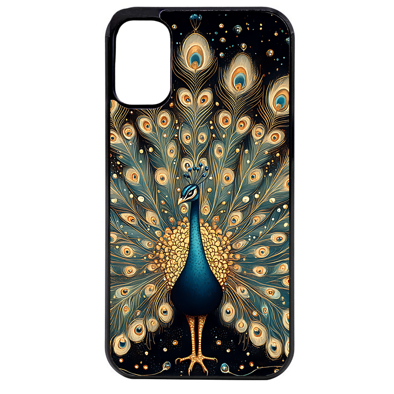 Coque noire taperso pour Moto E13 E14 E15 avec motif paon mandala protection antichoc personnalisée
