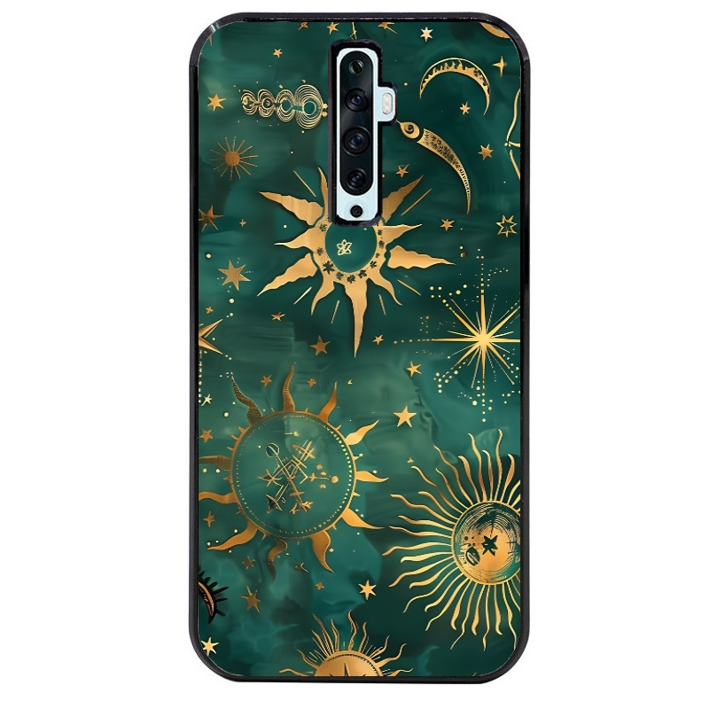 Coque noire taperso pour OPPO Reno 2 et 2Z avec motif lune et astro protection antichoc personnalisée