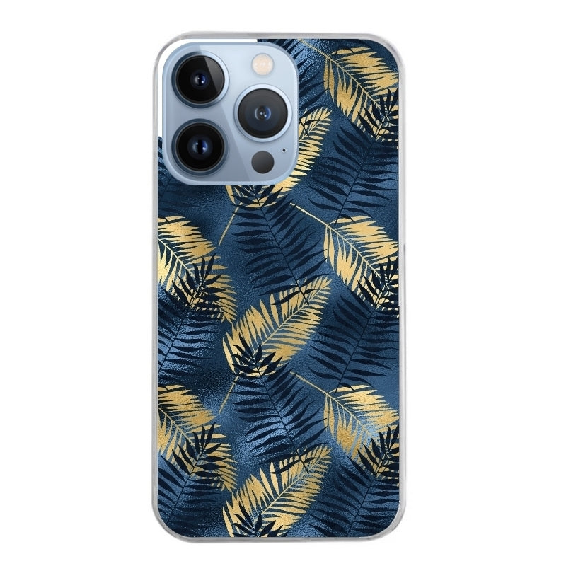 Coque taperso pour Iphone 14 et PRO PLUS PRO MAX avec motif palmier bleu protection antichoc personnalisée