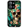 Coque noire taperso pour POCO C85 avec motif tete de mort skull printemps protection antichoc personnalisée