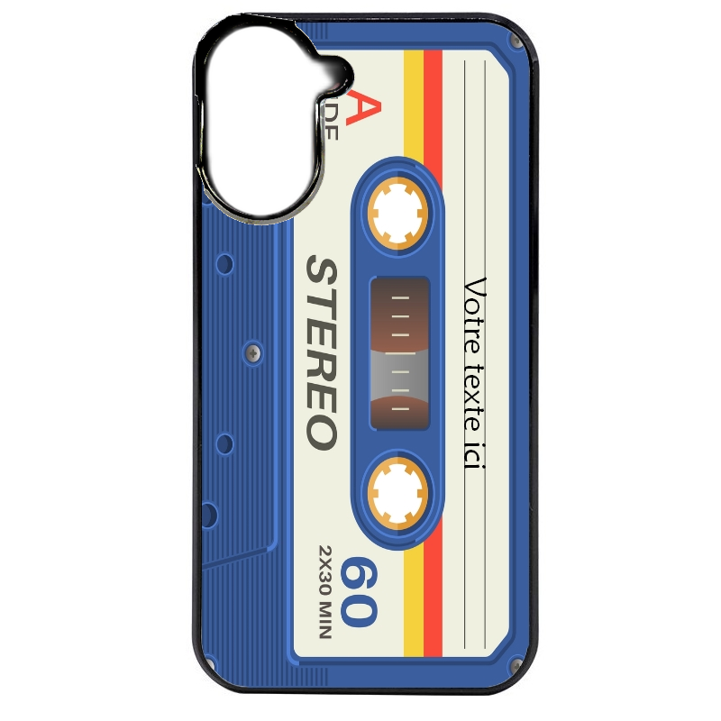 Coque noire taperso pour POCO C71 4G personnalisable avec motif cassette bleu protection antichoc personnalisée
