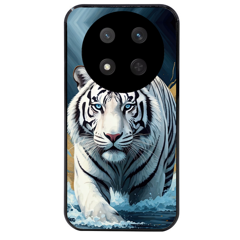 Coque noire taperso pour Magic 7 LITE et PRO avec motif tigre polaire protection antichoc personnalisée