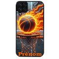 Coque noire taperso pour galaxy A22 A32 A52 A52S 4G 5G  avec motif basket flamme personnalisee protection antichoc personnalisée