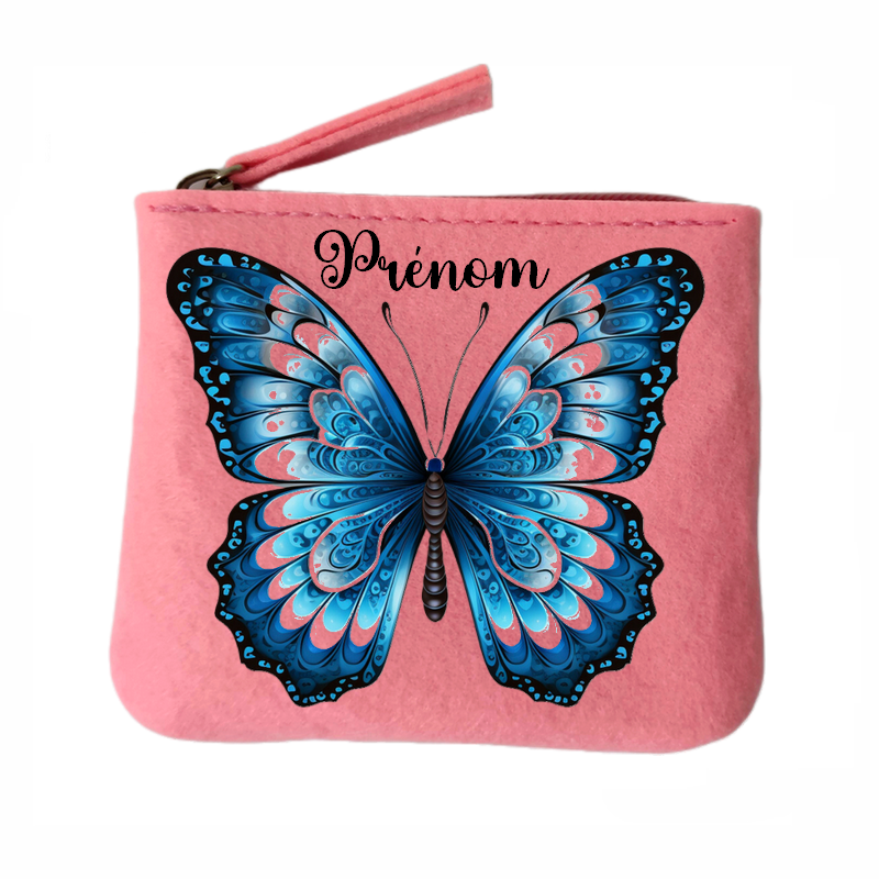 Porte monnaie personnalisé papillon en feutrine en feutrine