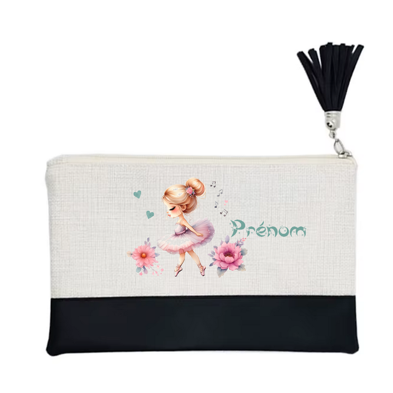 Pochette personnalisée motif danse étoile en toile et simili cuir personnalisée