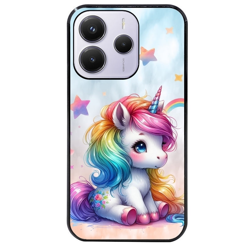 Coque noire taperso pour Redmi Note 14 et PRO PLUS 4G 5G avec motif licorne et etoiles protection antichoc personnalisée
