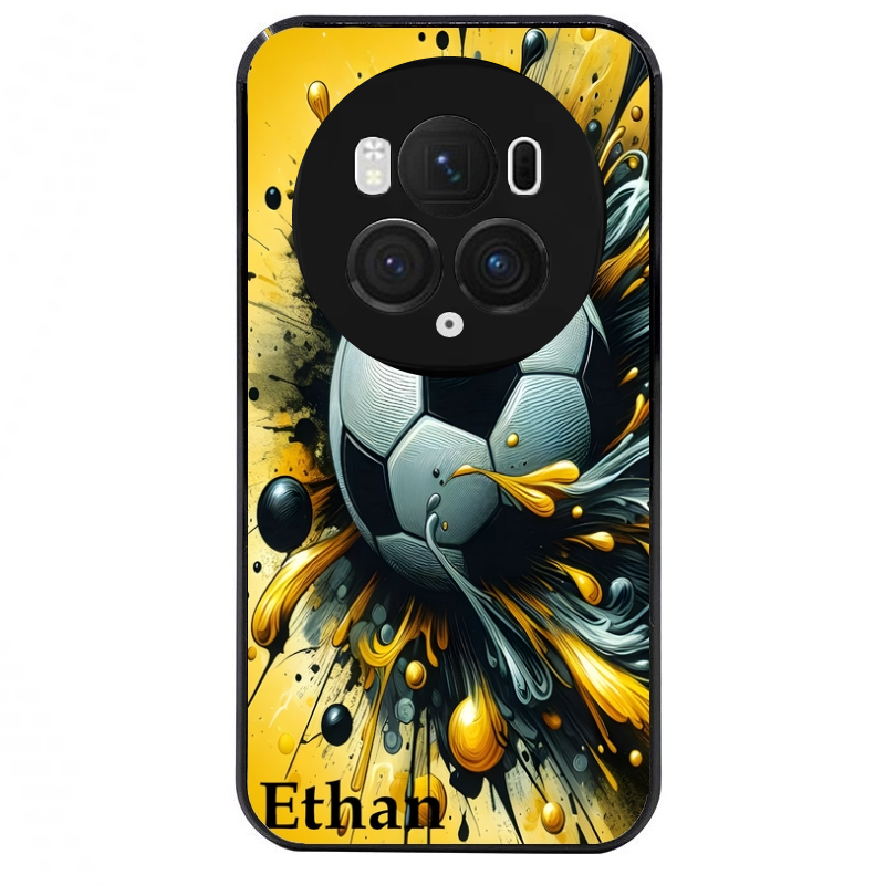 Coque noire taperso pour Magic 5 6 LITE et PRO avec motif football personnalisee protection antichoc personnalisée