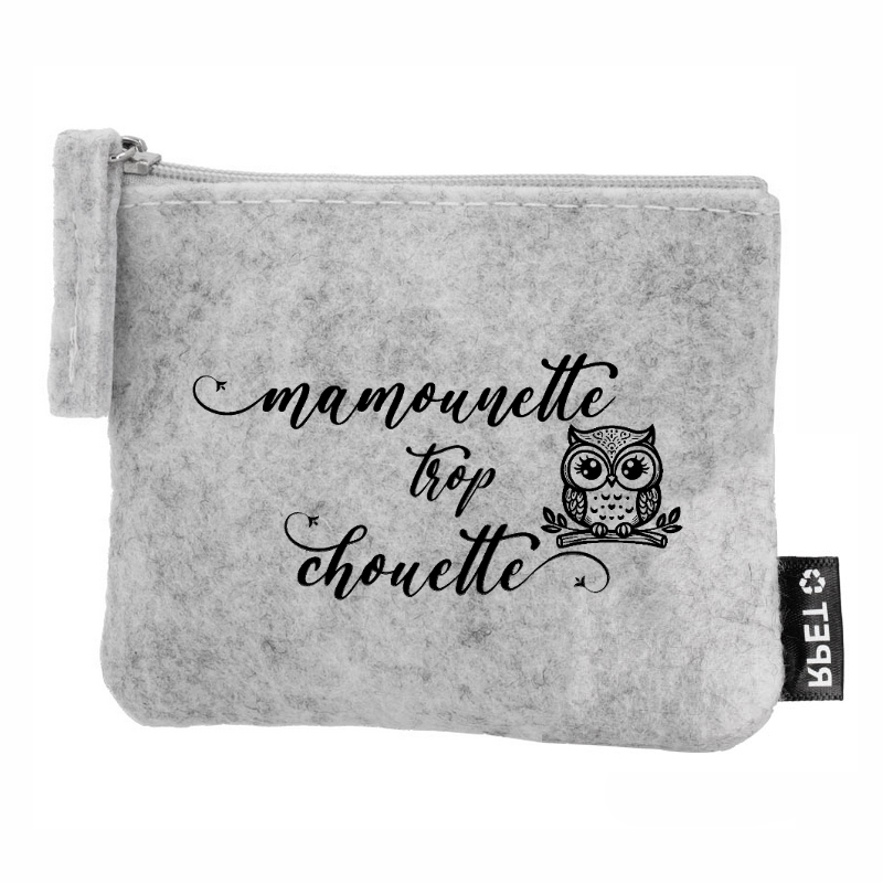 Porte monnaie personnalisé maman chouette en feutrine en feutrine