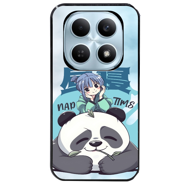 Coque noire taperso pour POCO M8 5G et PRO 5G avec motif panda anime protection antichoc personnalisée